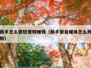 新手怎么做短视频赚钱（新手做自媒体怎么开始）