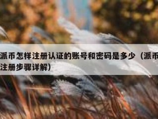 派币怎样注册认证的账号和密码是多少（派币注册步骤详解）
