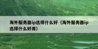 海外服务器ip选择什么好（海外服务器ip选择什么好用）