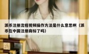 派币注册流程视频操作方法是什么意思啊（派币在中国注册商标了吗）