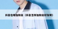 抖音在哪加粉丝（抖音怎样加粉丝好友呢）