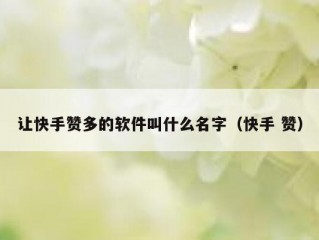 让快手赞多的软件叫什么名字（快手 赞）