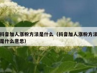 抖音加人涨粉方法是什么（抖音加人涨粉方法是什么意思）