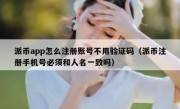 派币app怎么注册账号不用验证码（派币注册手机号必须和人名一致吗）