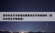 派币的名字没有错也要更改名字和邮箱吗（派币改完名字哪里看）