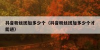 抖音粉丝团加多少个（抖音粉丝团加多少个才能进）