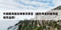 外国服务器在哪里买便宜（国外便宜的服务器推荐品牌）