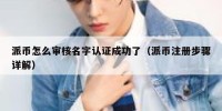 派币怎么审核名字认证成功了（派币注册步骤详解）