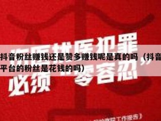 抖音粉丝赚钱还是赞多赚钱呢是真的吗（抖音平台的粉丝是花钱的吗）