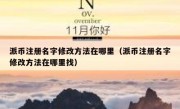 派币注册名字修改方法在哪里（派币注册名字修改方法在哪里找）