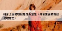 抖音上面的粉丝是什么意思（抖音里面的粉丝是啥意思）