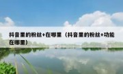 抖音里的粉丝+在哪里（抖音里的粉丝+功能在哪里）