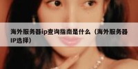 海外服务器ip查询指南是什么（海外服务器IP选择）