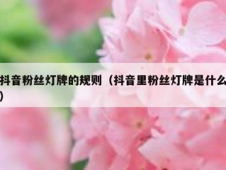 抖音粉丝灯牌的规则（抖音里粉丝灯牌是什么）