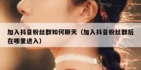 加入抖音粉丝群如何聊天（加入抖音粉丝群后在哪里进入）