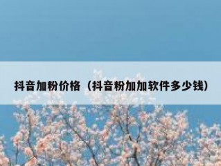 抖音加粉价格（抖音粉加加软件多少钱）