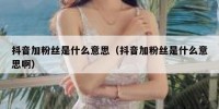 抖音加粉丝是什么意思（抖音加粉丝是什么意思啊）