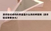 派币验证成功的界面是什么样的啊视频（派币验证需要多久）