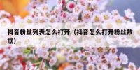 抖音粉丝列表怎么打开（抖音怎么打开粉丝数据）