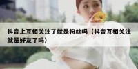抖音上互相关注了就是粉丝吗（抖音互相关注就是好友了吗）