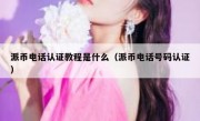 派币电话认证教程是什么（派币电话号码认证）