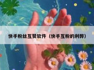 快手粉丝互赞软件（快手互粉的利弊）
