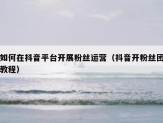 如何在抖音平台开展粉丝运营（抖音开粉丝团教程）