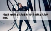 抖音里的粉丝怎么加进去（抖音粉丝怎么加粉丝群）