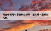 抖音哪里可以看到粉丝等级（怎么看抖音粉丝几级）