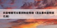 抖音哪里可以看到粉丝等级（怎么看抖音粉丝几级）
