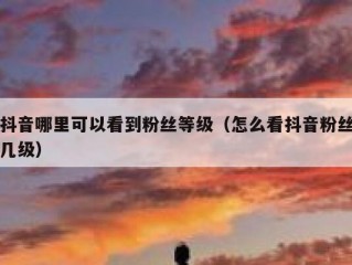 抖音哪里可以看到粉丝等级（怎么看抖音粉丝几级）