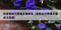 抖音粉丝灯牌加主播微信（加粉丝灯牌是不是关注主播）