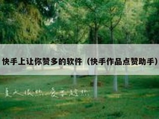 快手上让你赞多的软件（快手作品点赞助手）