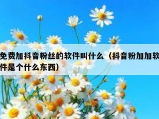 免费加抖音粉丝的软件叫什么（抖音粉加加软件是个什么东西）