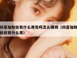 抖音加粉丝有什么用处吗怎么赚钱（抖音加粉丝团有什么用）