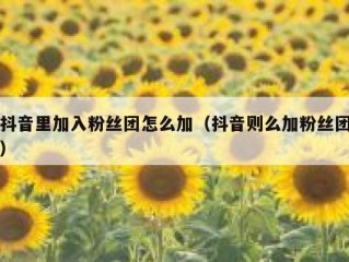 抖音里加入粉丝团怎么加（抖音则么加粉丝团）