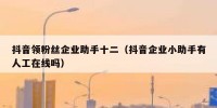 抖音领粉丝企业助手十二（抖音企业小助手有人工在线吗）
