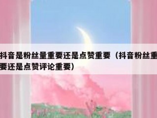 抖音是粉丝量重要还是点赞重要（抖音粉丝重要还是点赞评论重要）