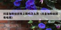 抖音加粉丝团有上限吗怎么弄（抖音加粉丝团有啥用）