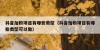 抖音加粉项目有哪些类型（抖音加粉项目有哪些类型可以做）