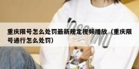 重庆限号怎么处罚最新规定视频播放（重庆限号通行怎么处罚）