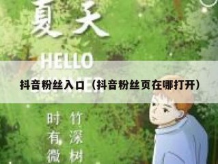 抖音粉丝入口（抖音粉丝页在哪打开）