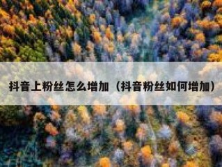 抖音上粉丝怎么增加（抖音粉丝如何增加）