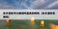 快手涨粉可以赚钱吗是真的吗吗（快手涨粉有用吗）