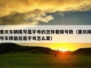 重庆车辆尾号是字母的怎样看限号数（重庆限号车牌最后是字母怎么算）