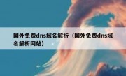 国外免费dns域名解析（国外免费dns域名解析网站）