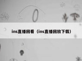 ins直播回看（ins直播回放下载）