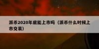 派币2020年底能上市吗（派币什么时候上市交易）
