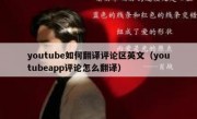 youtube如何翻译评论区英文（youtubeapp评论怎么翻译）