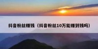 抖音粉丝赚钱（抖音粉丝10万能赚到钱吗）